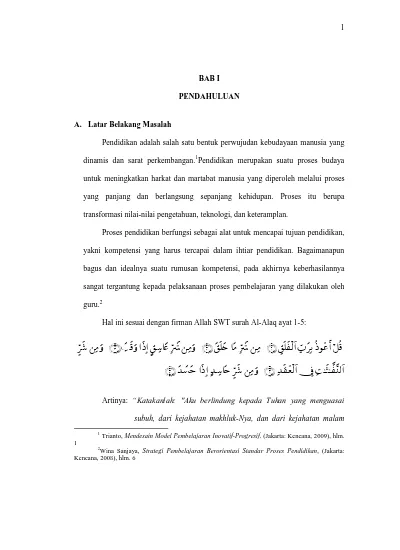 NO BAB KUTIPAN HAL TERJEMAH 1. I Qur an Surah Al- Alaq ayat 1-5