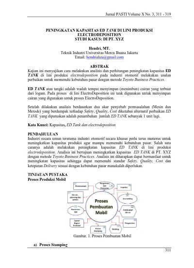 Peningkatan Kapasitas Ed Tank Di Lini Produksi Electrodeposition Studi Kasus Di Pt Xyz
