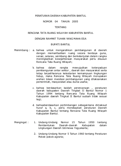 Peraturan Daerah Kabupaten Bantul Nomor 04 Tahun 2005 Tentang Rencana Tata Ruang Wilayah 2669