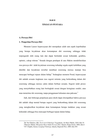 Tinjauan Pustaka Menurut Lauser Kepercayaan Diri Merupakan Salah Satu Aspek Kepribadian