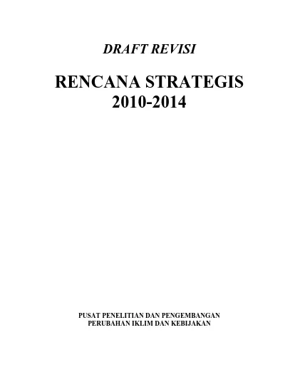 RENCANA STRATEGIS PUSAT PENELITIAN DAN PENGEMBANGAN PERUBAHAN IKLIM DAN ...