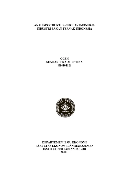 ANALISIS STRUKTUR-PERILAKU-KINERJA INDUSTRI PAKAN TERNAK INDONESIA OLEH ...