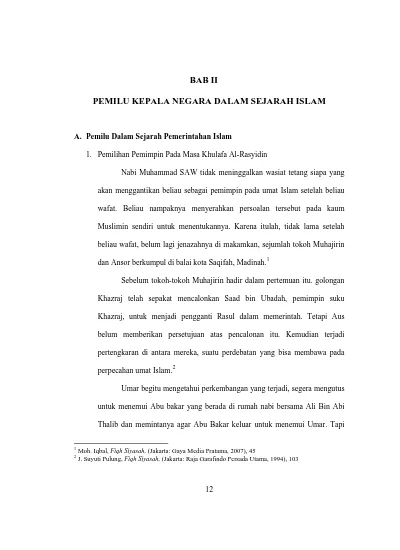 Pemilu Kepala Negara Dalam Sejarah Islam