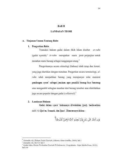 Bab Ii Landasan Teori Menahan Suatu Barang Sebagai Tanggungan Utang 2 Juga Secara Populer Dengan Gadai Collateral 3