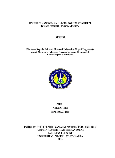 Pengelolaan Sarana Laboratorium Komputer Di Smp Negeri 13 Yogyakarta