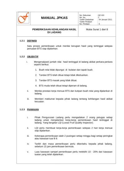 Manual Jpkas Pemeriksaan Kehilangan Hasil Di Ladang