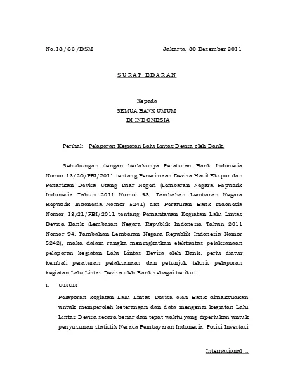 No.13/33/DSM Jakarta, 30 Desember 2011 S U R A T E D A R A N. Kepada ...