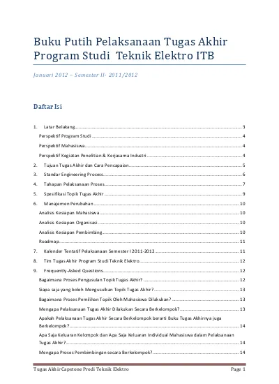 Buku Putih Pelaksanaan Tugas Akhir Program Studi Teknik Elektro ITB