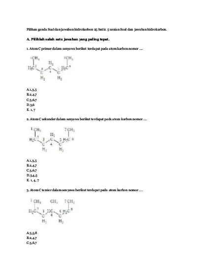 Pilihan Ganda Soal Dan Jawaban Hidrokarbon 25 Butir