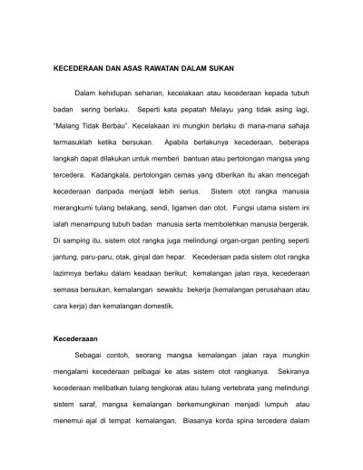 Kecederaan Dan Asas Rawatan Dalam Sukan Nota