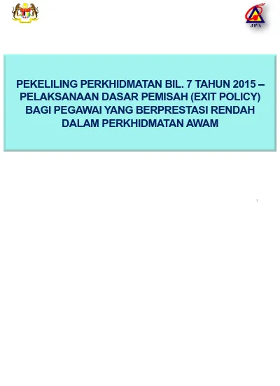 KERAJAAN MALAYSIA SURAT PEKELILING PERKHIDMATAN BILANGAN 7 TAHUN 