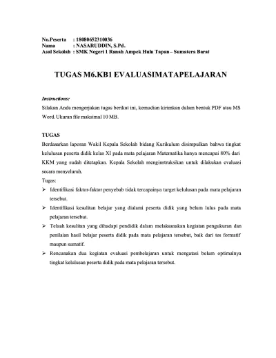Tugas M6 Kb1 Evaluasi Mata Pelajaran