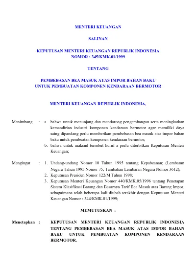 MENTERI KEUANGAN SALINAN KEPUTUSAN MENTERI KEUANGAN REPUBLIK INDONESIA ...