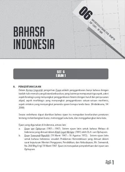 BAHASA INDONESIA SET 6 EJAAN 1 MATERI DAN LATIHAN SOAL SBMPTN TOP LEVEL ...