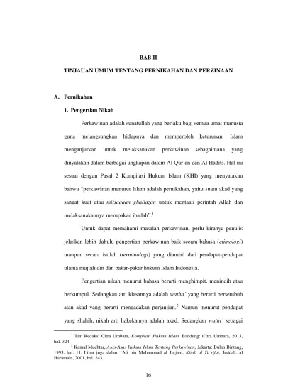 Bab Ii Tinjauan Umum Tentang Pernikahan Dan Perzinaan