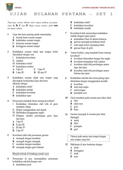 Dokumen Standard Prestasi Geografi Tingkatan 1