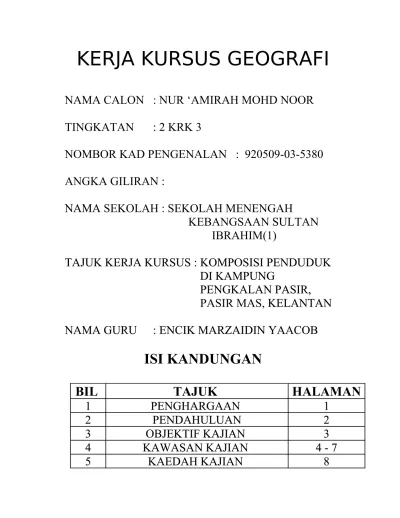 Top Pdf Contoh Folio Geografi Tingkatan 2 123dok Com