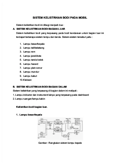 Sistem Kelistrikan Bodi Pada Mobil