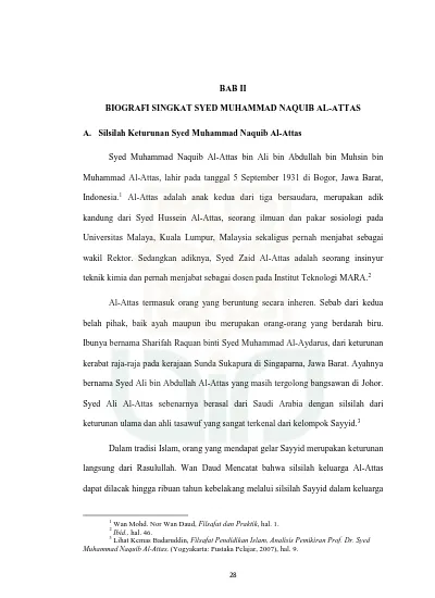 Bab Ii Biografi Singkat Syed Muhammad Naquib Al Attas A Silsilah Keturunan Syed Muhammad Naquib Al Attas