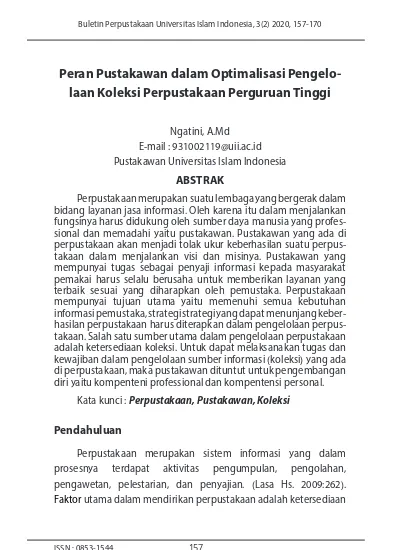 Peran Pustakawan Dalam Optimalisasi Pengelolaan Koleksi Perpustakaan ...