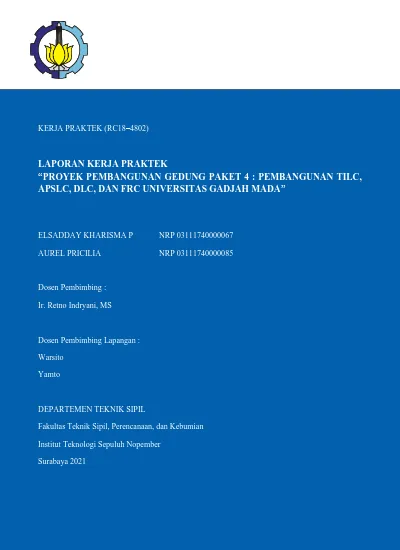 LAPORAN KERJA PRAKTEK PROYEK PEMBANGUNAN GEDUNG PAKET 4 : PEMBANGUNAN ...