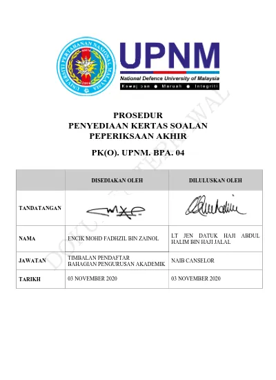 Prosedur Penyediaan Kertas Soalan Peperiksaan Akhir Pk Uitm Fkm Oa 10