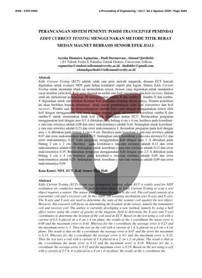Perancangan Sistem Penentu Posisi Transceiver Pemindai Eddy Current