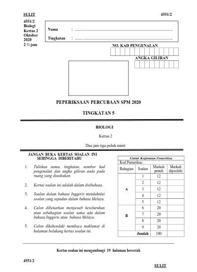 Peraturan Pemarkahan Peperiksaan Percubaan Spm 2020 Tasawwur Islam 5226 1