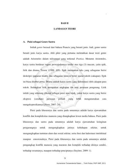Bab Ii Landasan Teori Adalah Aristoteles Dalam Tulisannya Yang Terkenal Poetica Menurut Aristoteles