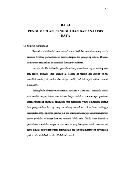 BAB 4 PENGUMPULAN, PENGOLAHAN DAN ANALISIS DATA