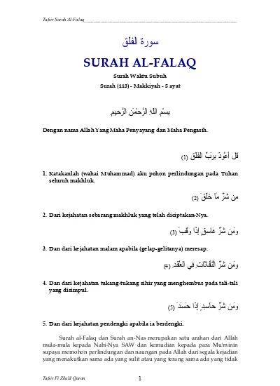 Kandungan surah al-falaq adalah perintah allah untuk memohon