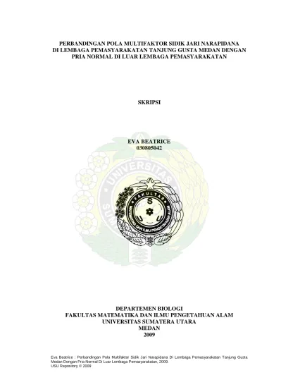 Perbandingan Pola Multifaktor Sidik Jari Narapidana Di Lembaga Pemasyarakatan Tanjung Gusta Medan Dengan Pria Normal Di Luar Lembaga Pemasyarakatan