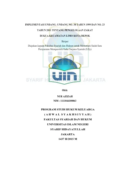 IMPLEMENTASI UNDANG- UNDANG NO. 38 TAHUN 1999 DAN NO. 23 TAHUN 2011 ...