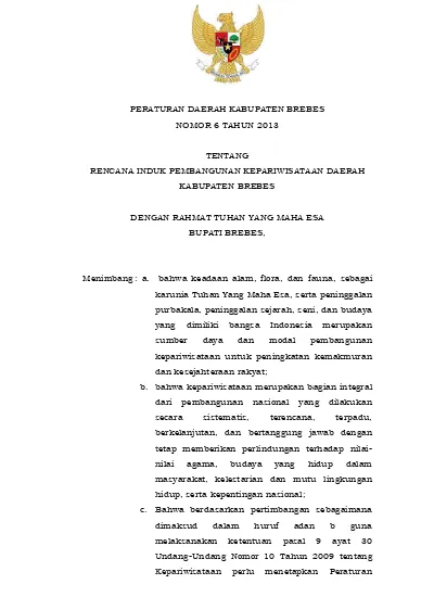 PERATURAN DAERAH KABUPATEN BREBES NOMOR 6 TAHUN 2013 TENTANG RENCANA ...