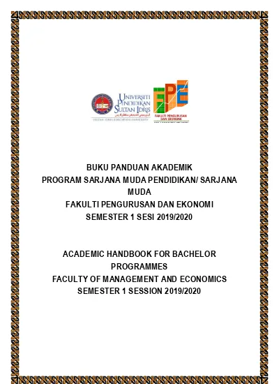 BUKU PANDUAN AKADEMIK PROGRAM SARJANA MUDA PENDIDIKAN/ SARJANA 