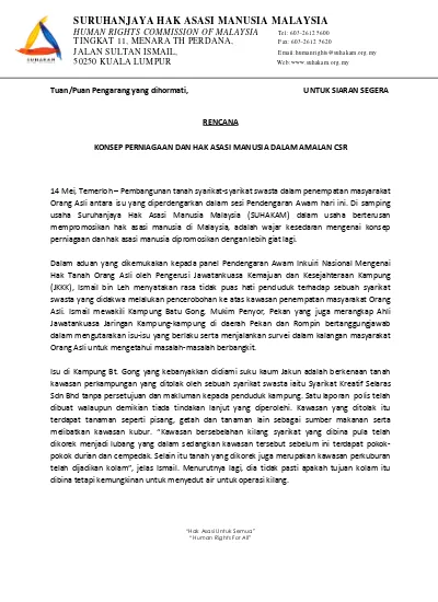 RENCANA KONSEP PERNIAGAAN DAN HAK ASASI MANUSIA DALAM AMALAN CSR