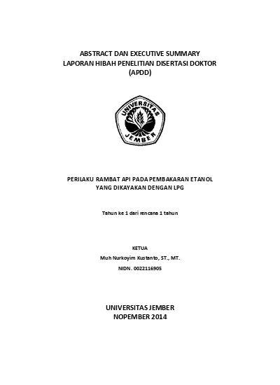 ABSTRACT DAN EXECUTIVE SUMMARY LAPORAN HIBAH PENELITIAN DISERTASI ...