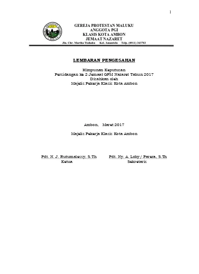 Pemetaan Kondisi Umum Jemaat Gereja Protestan Indonesia Gpi Papua Klasis Jayapura Nabire Berbasis Web