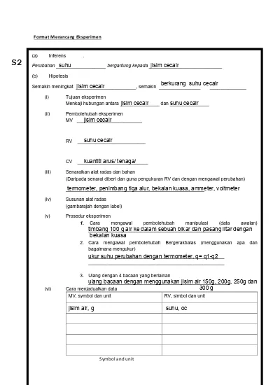 Format Merancang Eksperimen