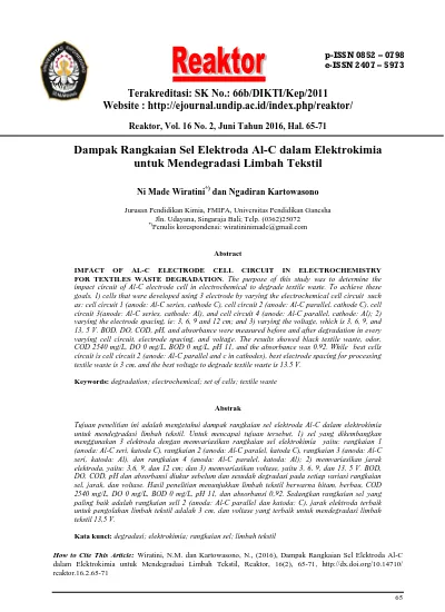 Top PDF Sketsa Rangkaian Proses Elektrokoagulasi Dengan Elektroda Al ...