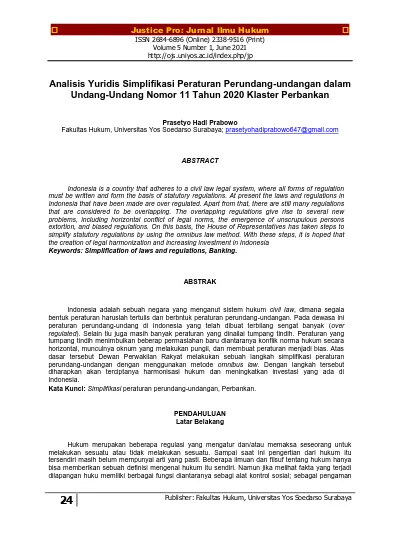 Analisis Yuridis Simplifikasi Peraturan Perundang-undangan Dalam Undang ...