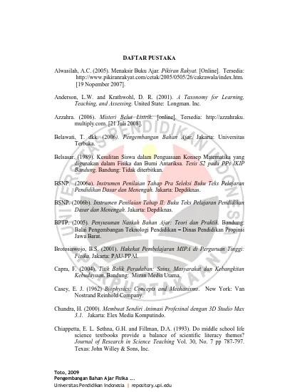 DAFTAR PUSTAKA. Anderson, L.W. And Krathwohl, D. R. (2001). A Taxonomy ...