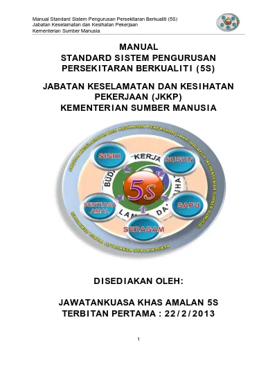 MANUAL STANDARD SISTEM PENGURUSAN PERSEKITARAN BERKUALITI (5S 