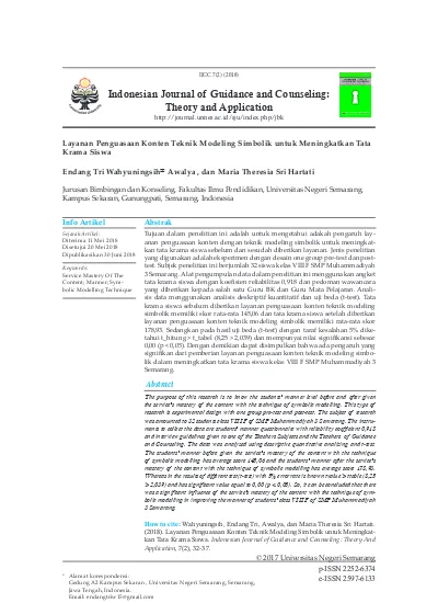 Indonesian Journal Of Guidance And Counseling: Theory And Application