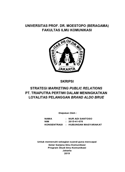 UNIVERSITAS PROF. DR. MOESTOPO (BERAGAMA) FAKULTAS ILMU KOMUNIKASI