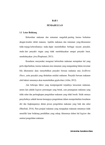 Bab 1 Pendahuluan Bila Dikonsumsi Akan Menyebabkan Penyakit Bawaan Makanan Atau Foodborne