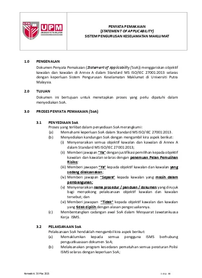 2 0 Tujuan Dokumen Ini Bertujuan Untuk Menetapkan Proses Yang Perlu Dipatuhi Dalam Menyediakan Soa