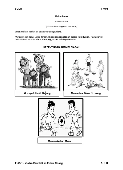 Sulit 1103 1 Bahagian A 30 Markah Masa Dicadangkan 45 Minit