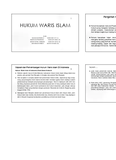 Hukum islam tentang waris ada secara lengkap dalam