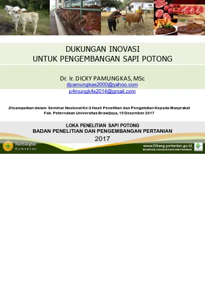 DUKUNGAN INOVASI UNTUK PENGEMBANGAN SAPI POTONG